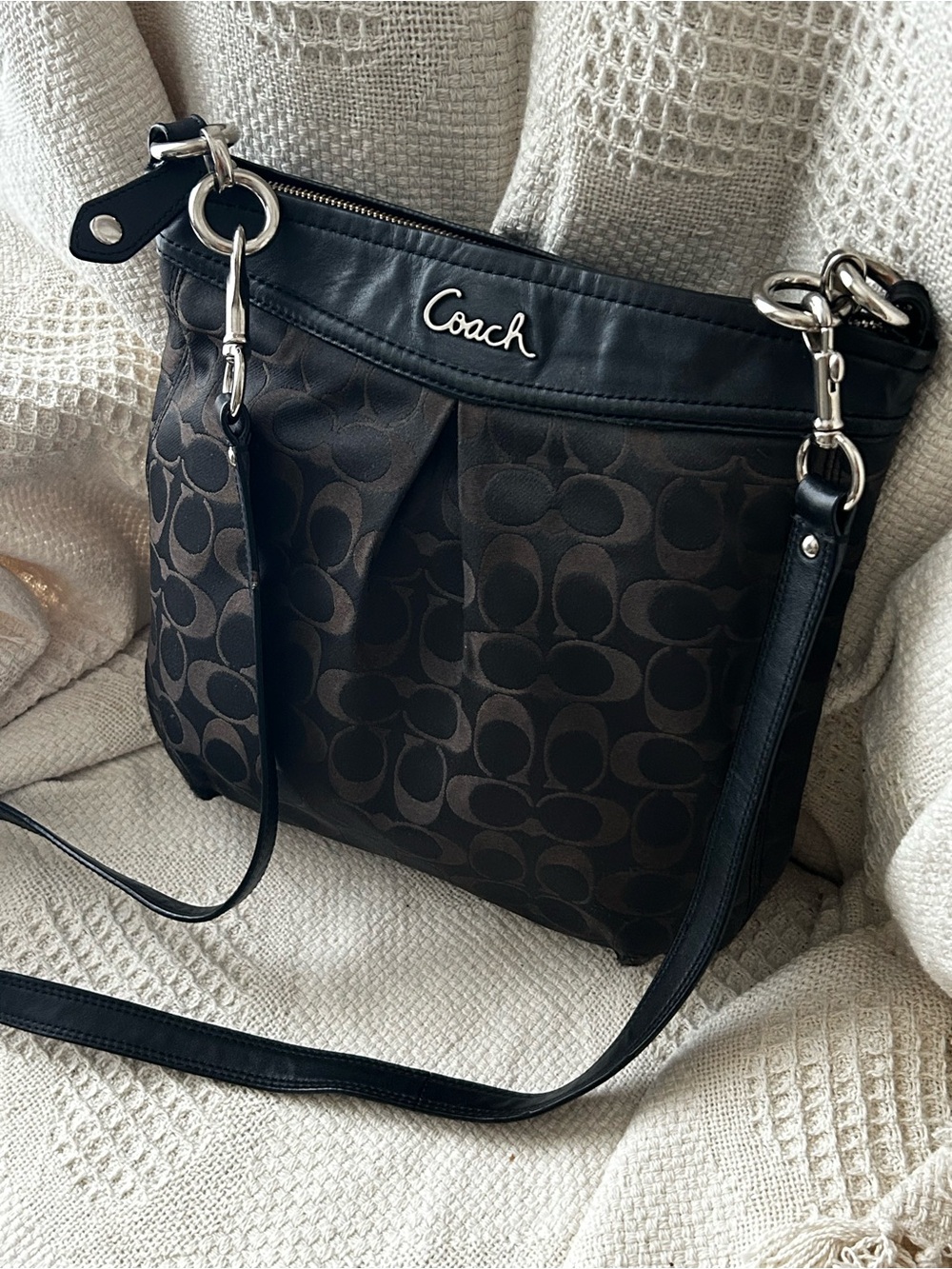 COACH Ashley F20111 Signature C Crossbody Bag - black and brown